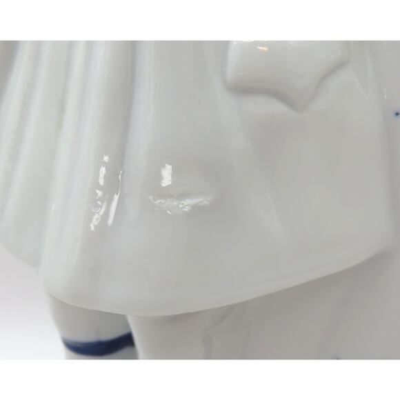 Vintage Porcelain Colonial Couple Figurine, Blue & White with Gold Trim 10" Tall - Picture 10 of 10